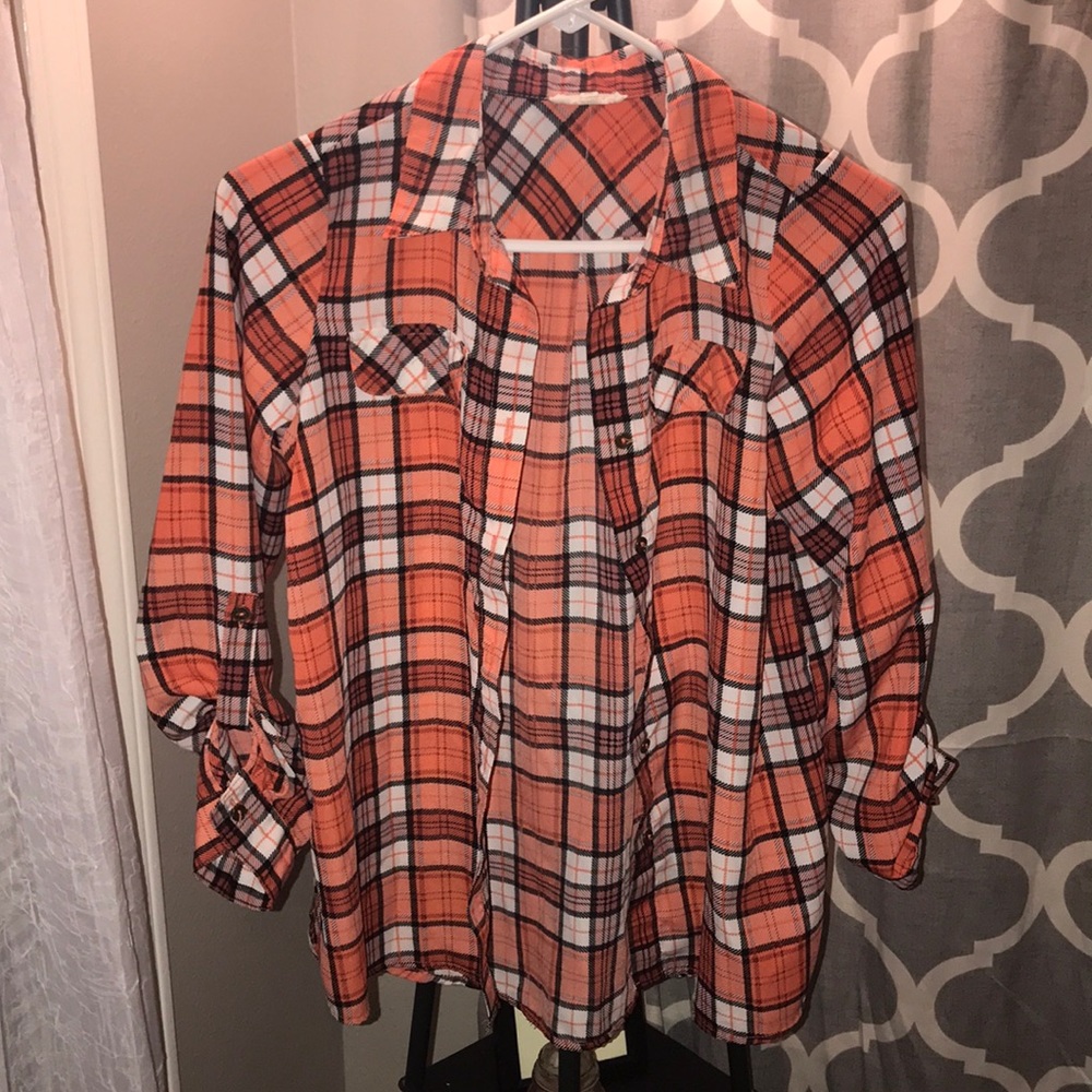 orange flannel child XL